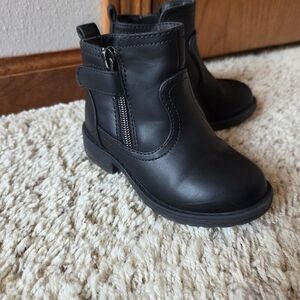 Wonder Nation Black Kids Boots with Side Zipper